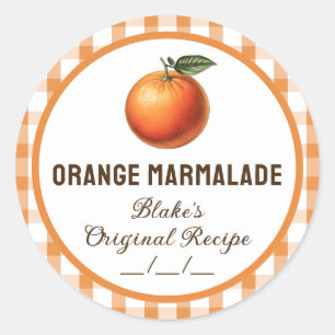 Adesivo de marmelada de laranja com desenho xadrez