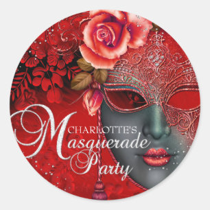 Adesivo de Máscara de Brilho Vermelho Festa de Mas