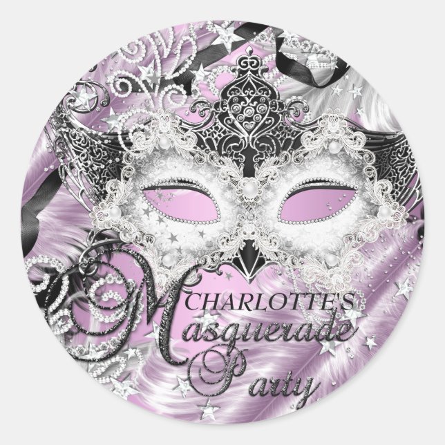 Adesivo de Mascarada Máscara Brilho Lilás Prata (Frente)