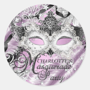 Adesivo de Mascarada Máscara Brilho Lilás Prata