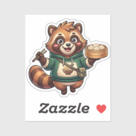 Adesivo de Mascote Comilona de Guaxinim Fofinho