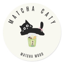 Adesivo de Matcha de Gato Preto Fofo | Matcha Caty