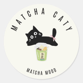 Adesivo de Matcha de Gato Preto Fofo | Matcha Caty