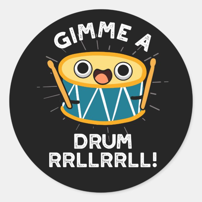 Adesivo Dê-me Um Drum RRLLRRLL Engraçado Drummer Pun Dark  (Frente)