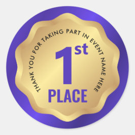 Adesivo de Medalha de Evento de 1º Lugar Azul e Do