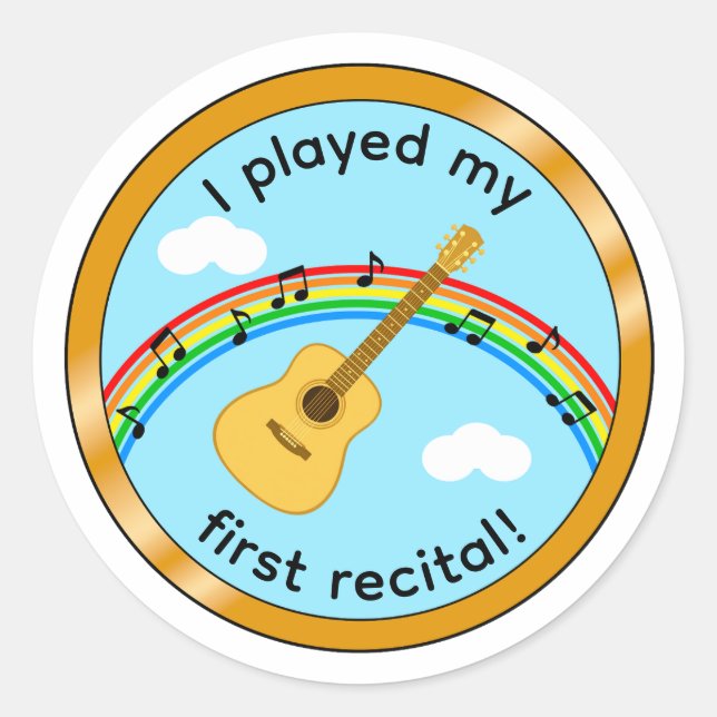 Adesivo de Medalha para Crianças de Guitarra Acúst (Frente)