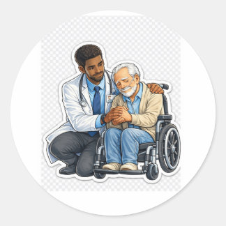 Adesivo de Médico Cuidando de Idosos
