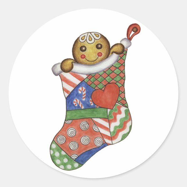 Adesivo de meia de natal de gengibre (Frente)