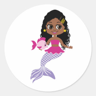 Adesivo de Menina Sereia Preta – Favor Cativante d