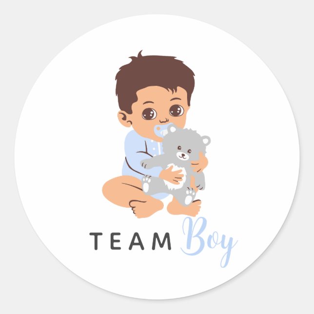Adesivo de Menino da Equipe Azul com Bebê e Urso (Frente)
