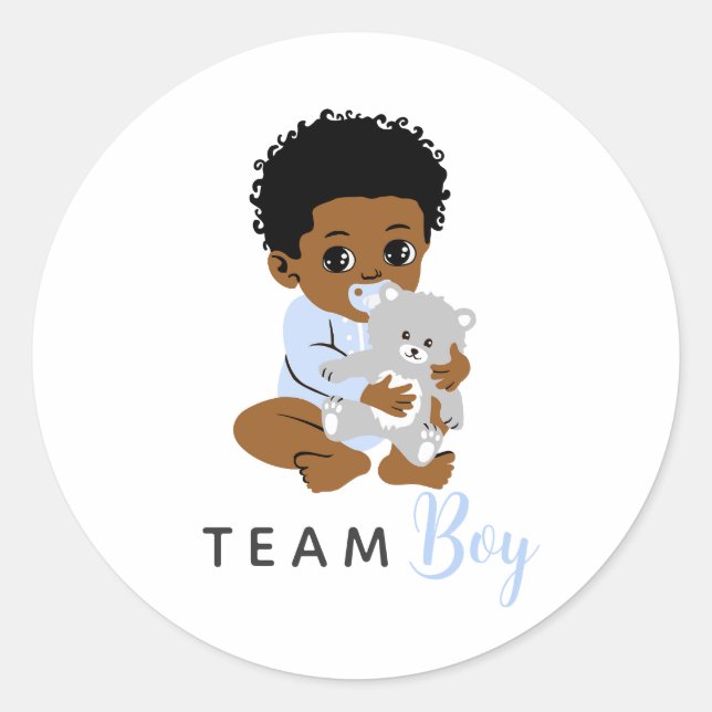 Adesivo de Menino da Equipe Azul com Bebê Negro e  (Frente)