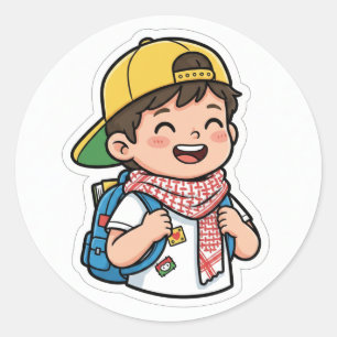 Adesivo de Menino Feliz na Escola