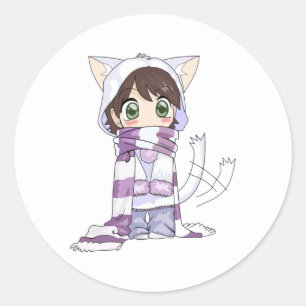 adesivo de moça de gato chibi