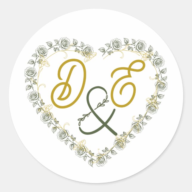 Adesivo de Monograma de Casamento Boho Neutro Edit (Frente)