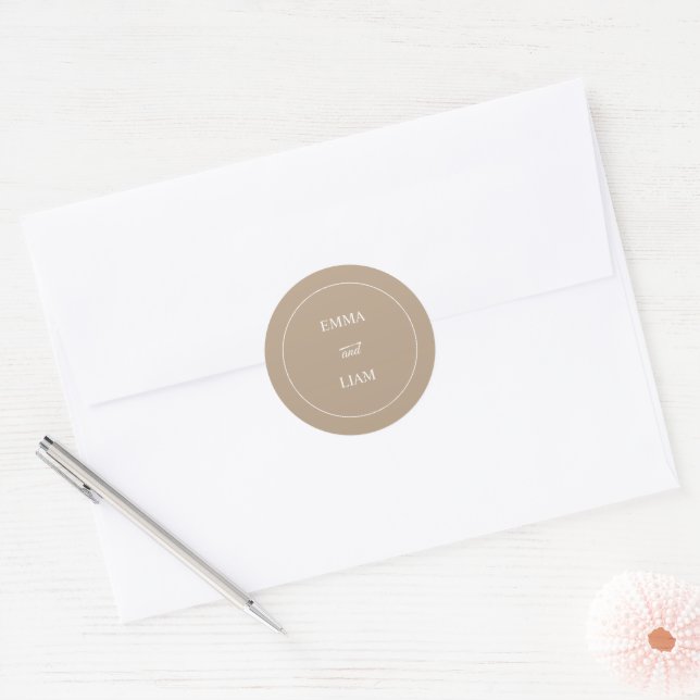 Adesivo de monograma de casamento clássico moderno (Envelope)