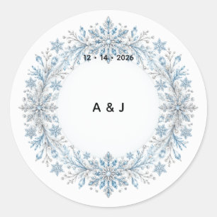Adesivo de Monograma de Casamento de Inverno com F