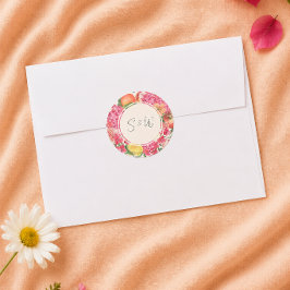 Adesivo de Monograma de Casamento Floral Citrino R