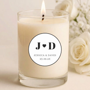 Adesivo de Monograma de Casamento Minimalista para