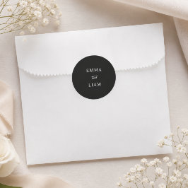 Adesivo de Monograma de Casamento Preto e Branco M