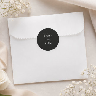 Adesivo de Monograma de Casamento Preto e Branco M