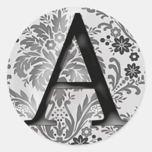 Adesivo de Monograma de Damasco - Inicial A