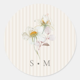 Adesivo de Monograma de Noiva com Floral Vintage