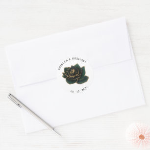 Adesivo de Monograma de Rosas em Aquarela Dourado 