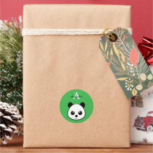 Adesivo de Monograma de Urso Panda Fofo Personaliz