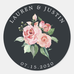 Adesivo de monograma floral elegante bloom à meia-