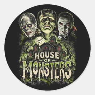Adesivo de Monstro de Terror Clássico Casa dos Mon