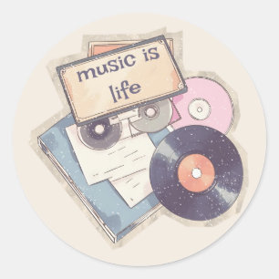 Adesivo de Música Vintage com Letra Moderna músic