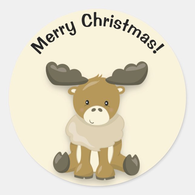 Adesivo de Natal Alegre com Rena Bebê Fofa (Frente)