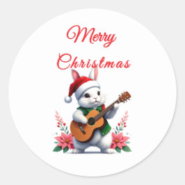 Adesivo de Natal Alegre Guitarra de Coelho