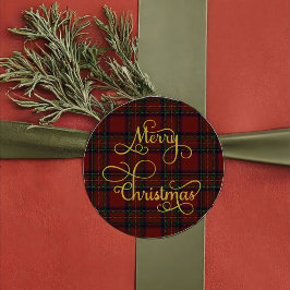 Adesivo de Natal Alegre Xadrez Tartan Vermelho Ver