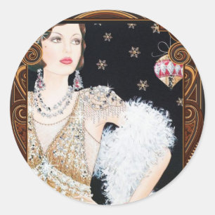 Adesivo de Natal Art Déco de Flapper dos anos 20