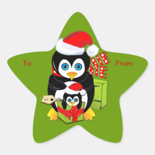 Adesivo de Natal bonito com pinguins