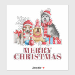 Adesivo de Natal Cachorros Fofos
