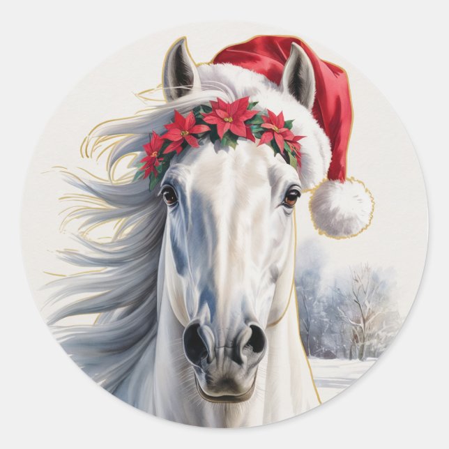 Adesivo de Natal Cavalo Branco (Frente)