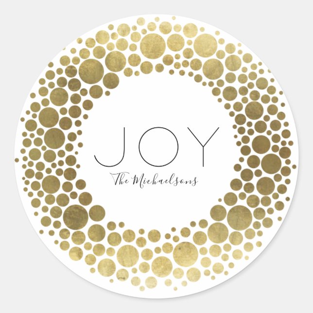 Adesivo de Natal com Coroa de Ouro Personalizada (Frente)