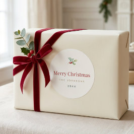 Adesivo de Natal com Nome da Família de Textura Ma
