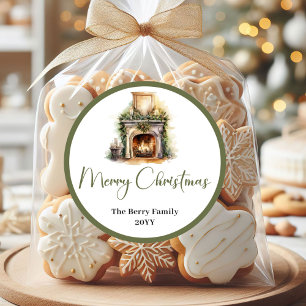Adesivo de Natal com Nome da Família em Pastel Sua