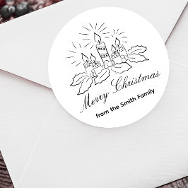 Adesivo de Natal com velas e azevinho em letra cur