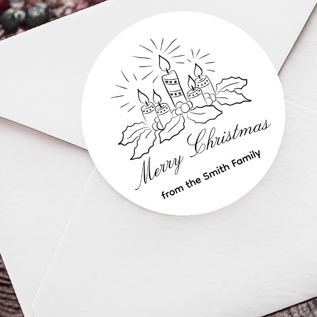 Adesivo de Natal com velas e azevinho em letra cur (Criador carregado)