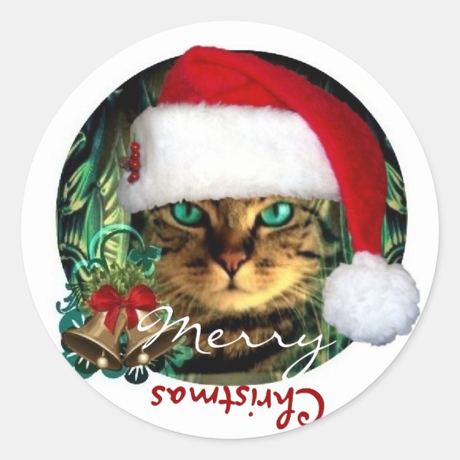 Adesivo de Natal da Gata Santa (Frente)