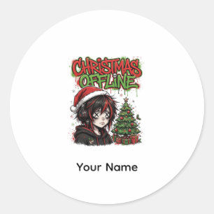 Adesivo de Natal de Anime Emo Presente para Menina