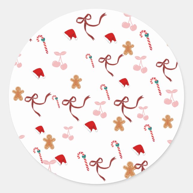 Adesivo de Natal de Biscoito de Gengibre com Laço  (Frente)