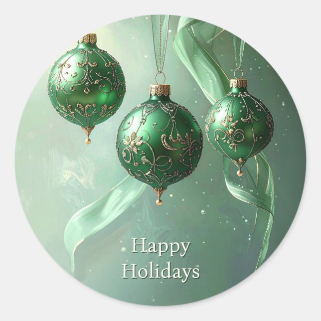 Adesivo de Natal de Bola de Natal Verde (Frente)