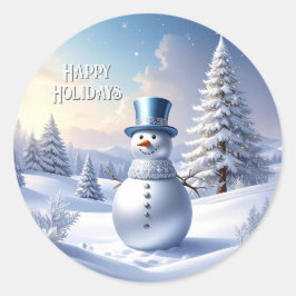 Adesivo de Natal de Boneco de Neve com Chapéu Azul