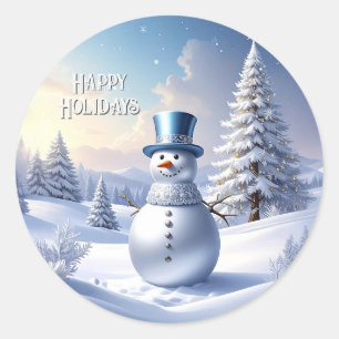 Adesivo de Natal de Boneco de Neve com Chapéu Azul