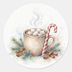 Adesivo de Natal de Cacau Quente Aconchegante em A
